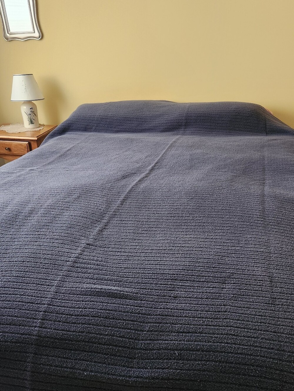 RALPH LAUREN Home Blanket King Blue Vintage Made USA Cotton Bedspread